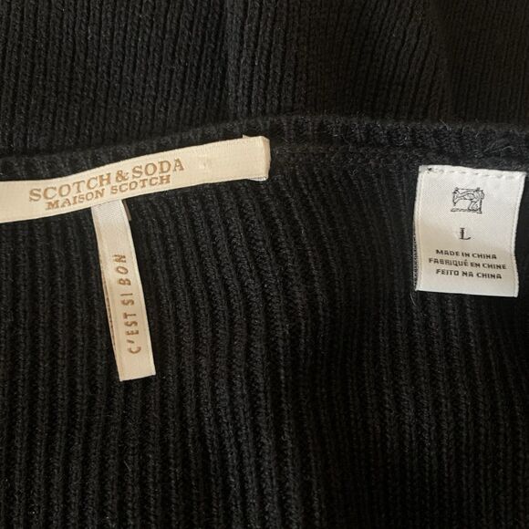 Scotch & Soda Women’s Black Melange Pearl Button V-neck Cardigan Sweater Sz L - Picture 7 of 8